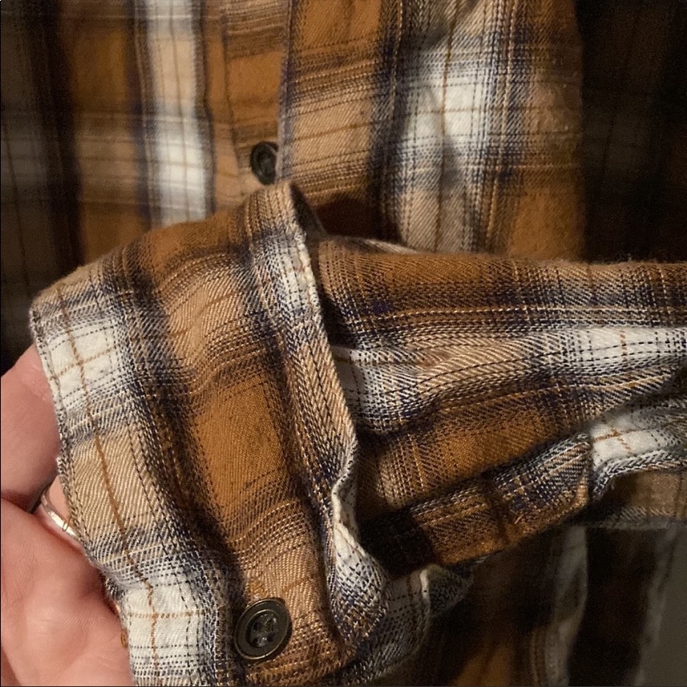 Plaid Gold White Flannel Shirt Button Down Ties Country Western Cowgirl Size S - Picture 4 of 8